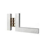 Parete attrezzata Emiliano, Set salotto porta TV a 3 ante, Mobile soggiorno multiuso, 100% Made in Italy, cm 320x30h180, Bianco lucido e Acero