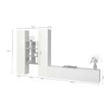 Parete attrezzata Emiliano, Set salotto porta TV a 3 ante, Mobile soggiorno multiuso, 100% Made in Italy, cm 320x30h180, Bianco lucido e Acero