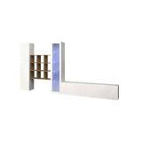 Parete attrezzata Emilio, Set salotto porta TV a 3 ante, Mobile soggiorno multiuso con vetrina e luce LED, 100% Made in Italy, cm 310x30h180, Bianco lucido e Acero