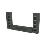 Parete attrezzata Enzo, Set salotto porta TV, Mobile soggiorno multiuso con luce LED, 100% Made in Italy, cm 290x40h162, Antracite lucido