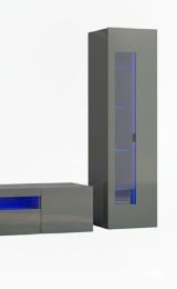 Parete attrezzata Enzo, Set salotto porta TV, Mobile soggiorno multiuso con luce LED, 100% Made in Italy, cm 290x40h162, Antracite lucido