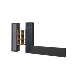 Parete attrezzata Eros, Set salotto porta TV a 3 ante, Mobile soggiorno multiuso con vetrina e luce LED, 100% Made in Italy, cm 320x30h180, Antracite