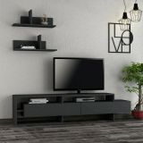 Parete attrezzata Eudora, Composizione soggiorno, Mobile salotto multiuso, Armadio porta TV, 180x32 h42 cm, Antracite