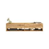 Parete attrezzata Galle, Composizione soggiorno, Mobile salotto multiuso, Armadio porta TV, 140x32 h29 cm, Quercia