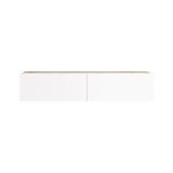 Parete attrezzata Gallifrey, Composizione soggiorno, Mobile salotto multiuso, Armadio porta TV, 140x32 h29 cm, Quercia e Bianco