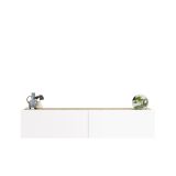 Parete attrezzata Gallifrey, Composizione soggiorno, Mobile salotto multiuso, Armadio porta TV, 140x32 h29 cm, Quercia e Bianco