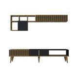 Parete attrezzata Gemini, Set da soggiorno modulabile, Mobile salotto multiuso, Armadio porta TV moderno, 180x35h40 cm, Noce e Antracite