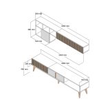 Parete attrezzata Gemini, Set da soggiorno modulabile, Mobile salotto multiuso, Armadio porta TV moderno, 180x35h40 cm, Noce e Antracite
