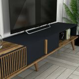 Parete attrezzata Gemini, Set da soggiorno modulabile, Mobile salotto multiuso, Armadio porta TV moderno, 180x35h40 cm, Noce e Antracite