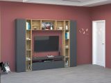 Parete attrezzata Gilberto, Set salotto porta TV a 3 ante, Mobile soggiorno multiuso, 100% Made in Italy, cm 270x35h210, Antracite e Rovere