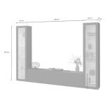 Parete attrezzata Gino, Set salotto porta TV a 3 ante, Mobile soggiorno multiuso con vetrina e luce LED, 100% Made in Italy, cm 260x30h180, Antracite