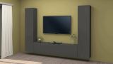 Parete attrezzata Giordano, Set salotto porta TV a 3 ante, Mobile soggiorno multiuso, 100% Made in Italy, cm 260x30h180, Antracite