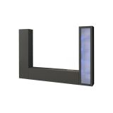Parete attrezzata Girolamo, Set salotto porta TV a 3 ante, Mobile soggiorno multiuso con vetrina e luce LED, 100% Made in Italy, cm 260x30h180, Antracite