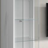 Parete Attrezzata Grigio Ardesia Bianco Lucido 8 Ripiani 5 Ante 245x40x191.2h cm, Apertura Battente - Galatina