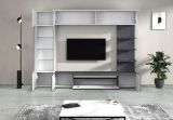 Parete Attrezzata Grigio Ardesia Bianco Lucido 8 Ripiani 5 Ante 245x40x191.2h cm, Apertura Battente - Galatina
