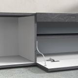 Parete Attrezzata Grigio Ardesia Bianco Lucido 8 Ripiani 5 Ante 245x40x191.2h cm, Apertura Battente - Galatina