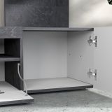 Parete Attrezzata Grigio Ardesia Bianco Lucido 8 Ripiani 5 Ante 245x40x191.2h cm, Apertura Battente - Galatina