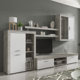 Parete Attrezzata Grigio Cemento Bianco 11 Ripiani Modulabile, 18 Vani - Casies