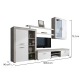 Parete Attrezzata Grigio Cemento Bianco 11 Ripiani Modulabile, 18 Vani - Casies