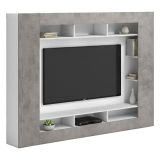 Parete Attrezzata Grigio Cemento Bianco 7 Ripiani Cassetti 216x30.4x158.6h cm, - Sadali