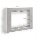 Parete Attrezzata Grigio Cemento Bianco 7 Ripiani Cassetti 216x30.4x158.6h cm - Sadali