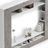 Parete Attrezzata Grigio Cemento Bianco 7 Ripiani Cassetti 216x30.4x158.6h cm - Sadali