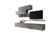 Parete Attrezzata Grigio Marrone Rovere Modulabile Apertura Battente, a Ribalta, 5 Ante - Mammola