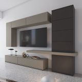 Parete Attrezzata Grigio Tortora Nero Antracite 5 Ripiani 2 Cassetti, Modulabile - Portula
