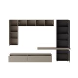 Parete Attrezzata Grigio Tortora Nero Antracite 5 Ripiani 2 Cassetti, Modulabile - Portula