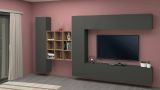 Parete attrezzata Gualtiero, Set salotto porta TV a 4 ante, Mobile soggiorno multiuso, 100% Made in Italy, cm 350x30h180, Antracite