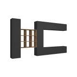 Parete attrezzata Gualtiero, Set salotto porta TV a 4 ante, Mobile soggiorno multiuso, 100% Made in Italy, cm 350x30h180, Antracite