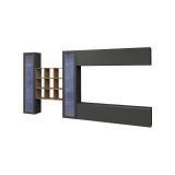 Parete attrezzata Gustavo, Set salotto porta TV a 4 ante, Mobile soggiorno multiuso con vetrina e luce LED, 100% Made in Italy, cm 350x30h180, Antracite