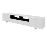Parete attrezzata Hartford, Mobile da soggiorno porta TV, Composizione set salotto, Set salotto con pensile, 200x41h46 cm, Bianco lucido