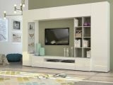 Parete attrezzata Iago, Set salotto porta TV, Mobile soggiorno multiuso, 100% Made in Italy, cm 290x40h192, Bianco lucido e Cemento