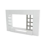 Parete attrezzata Iago, Set salotto porta TV, Mobile soggiorno multiuso, 100% Made in Italy, cm 290x40h192, Bianco lucido e Cemento