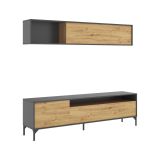 Parete attrezzata in legno 180cm legno e antracite - Arusha