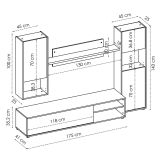 Parete attrezzata in legno 220cm rovere e bianca - Artex