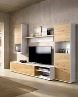 Parete attrezzata in legno 220cm rovere e bianca - Artex