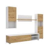 Parete attrezzata in legno 220cm rovere e bianca - Artex