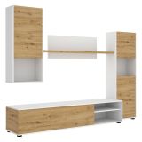 Parete attrezzata in legno 220cm rovere e bianca - Artex
