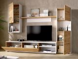 Parete attrezzata in legno 220cm rovere e bianca - Artex