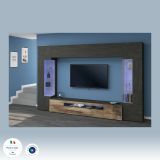 Parete attrezzata in legno 290cm antracite e acero - Arga