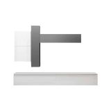 Parete attrezzata Lavagnina, Composizione soggiorno, Mobile salotto multiuso, Armadio porta TV, Made in Italy, 276x40 h190 cm, Bianco lucido e Ardesia