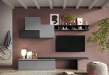 Parete attrezzata Lentini, Composizione soggiorno, Mobile salotto multiuso, Armadio porta TV, Made in Italy, 262x40 h189 cm, Ardesia e Grigio scuro