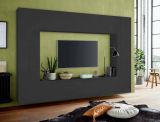 Parete attrezzata Luigi, Set salotto porta TV a 4 ante, Mobile soggiorno multiuso, 100% Made in Italy, cm 260x30h180, Antracite