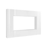 Parete attrezzata Luigi, Set salotto porta TV a 4 ante, Mobile soggiorno multiuso, 100% Made in Italy, cm 260x30h180, Bianco lucido