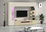 Parete Attrezzata Marrone Acero Beige Cashmere 8 Ripiani 5 Ante 245x40x191.2h cm, Apertura Battente - Galatina