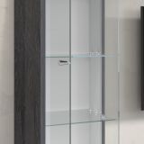 Parete Attrezzata Marrone Acero Grigio Ardesia 8 Ripiani 5 Ante 245x40x191.2h cm, Apertura Battente - Galatina