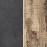 Parete Attrezzata Marrone Acero Grigio Ardesia 8 Ripiani 5 Ante 245x40x191.2h cm, Apertura Battente - Galatina