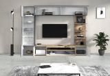 Parete Attrezzata Marrone Acero Grigio Ardesia 8 Ripiani 5 Ante 245x40x191.2h cm, Apertura Battente - Galatina